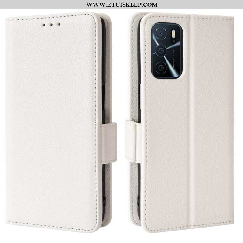 Skórzany Futerał do Oppo A16 / A16s Etui Folio Flap Double Litchi Nowe Kolory